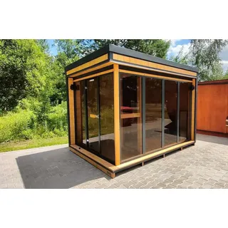 Gartensauna Fass Sauna Outdoorsauna LAPONIA 2,53 x 2,42 m Saunaofen