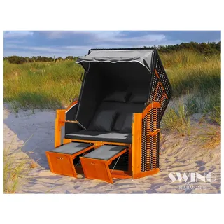 Swing&Harmonie LED - Strandkorb XXL - 118cm inkl. Abdeckcover Volllieger Ostsee Sonneninsel Rattan Möbel Polyrattan - versch. Ausführungen