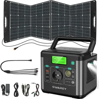 300W(Spitzenwert 600W) Solarspeicher mit 200W Solarpanels Solaranlagen Solarzelle, Tragbare Power Station Stromerzeuger Solargenerator Ladegerät
