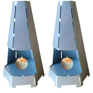 Pomurom 2 Teelichtofen aus Metall, Teelichtofen Teelichthalter für bis zu 3, Teelichtheizer, Kerzenofen Kerzenheizung für den Innenbereich Garten Terrasse Schlafzimmer Kamin Camping (ohne Kerze)