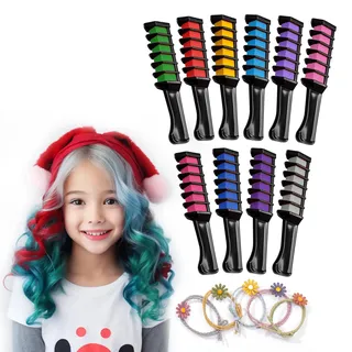 Magicat Haarkreide für Mädchen Deluxe Set 2026 I 10 Farben & 5 Haargummis I Kinder Haarfarbe auswaschbar, Kinderschminke Fasching & Schminke Karneval, Faschingsschminke Kinder, Haarschmuck Karneval