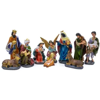 Spetebo - XL Krippe Figuren Set - 10-teilig - Weihnachten Advent Tisch Deko Zubehör