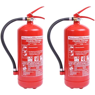 Doppelpack 6 kg Pulver Feuerlöscher 9 LE mit Manometer (Dauerdrucklöscher GP-6X Instandhaltungsnachweis von Feuerlöscher-Tauschsystem)