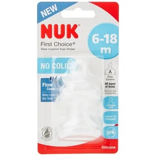 NUK First Choice+ Sauger für Babyflaschen | 6-18 Monate | Durchflusskontrolle | Anti-Kolik-Belüftung | BPA-frei | 2 Stück