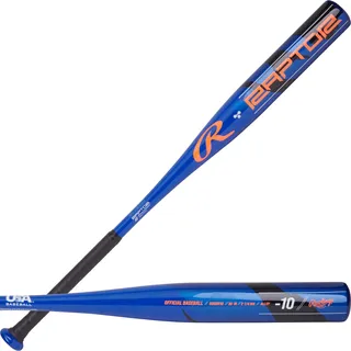 Rawlings Raptor Baseballschläger, USA, 66 cm, 10, Aluminium, Blau/Orange