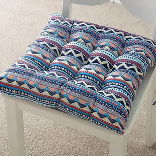 Hixingo 2er Set Cozy Sitzkissen mit Haltebändern, Weiche Stuhlkissen Waschbar Sitzkissen Stuhl, Modernität Bodenkissen für Indoor und Outdoor (45x45cm(2er Set),Boho)