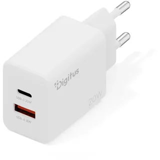 Digitus USB Charger 20W, 1x USB-C, 1x USB-A, Weiß