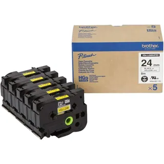 Brother HGe-651V5 Schriftband-Multipack 5x High-Grade 24mm x 8m