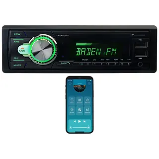 Creasono Autoradio Bluetooth: DAB+ Autoradio mit MP3-Wiedergabe, RDS, App-Steuerung, Equalizer (DAB mit Bluetooth, DAB+ 1 DIN, Kartenleser)