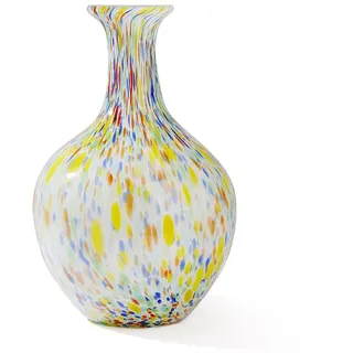 Mundgeblasene, bunte runde Glasvase im Murano-Stil, 31,8 cm hoch, Glasvase für Kaminsims, Esstisch, Tafelaufsatz, Eingangsbereich, Wohnzimmer, Hochzeitsdekoration