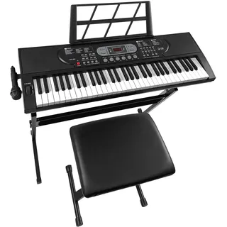 Jacgood 61 Tasten Keyboard Piano für Anfänger | Digital Keyboard mit Ständer & Hocker, Tablet-/Notenablage, Mikrofon, 300 Klänge, 3 Lernmodi für Anfänger.