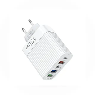 WITFAMILY 120W USB C Charger, 5-Port USB Plug Fast Charger Multiple Power Supply USBC Fast Charger PD Power Adapter Charging Plug USB Fast Charging for iPhone Pro Max, iPad, Samsung, Mobile Phones