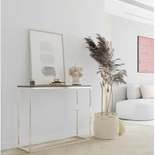 Design Möbel Konsolentisch Beistelltisch Moderner Sofatisch Flurtisch Kleiner Ausstellungstisch Moderner Beistelltisch Tisch für den Flur Tisch für das Wohnzimmer 100 cm x 80 cm x 25 cm SCHWARZ/Chrom