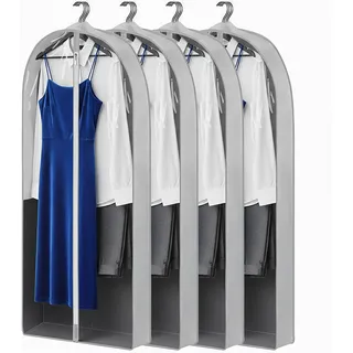 4 Stück Kleidersäcke Mit Reißverschluss, Kleiderschutzhülle Lang, Kleiderbeutel Mottensicher, Kleidertaschen Für Kleidung Aufbewahrung, Kleidersäcke Mit Seitenfalten Für Anzüge Hemden