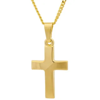 HOPLO Kreuzanhänger Gold Anhänger Kreuz mit Goldkette massiv 333 - 8 Karat Gold 40 cm, Made in Germany 40 cm Damenkette eng
