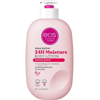 EOS Shea Better Body Lotion- Jasmine Peach, 24-Hour Moisture Skin Care, Lightweight & Non-Greasy, Made with Natural Shea, Vegan, 16 fl oz