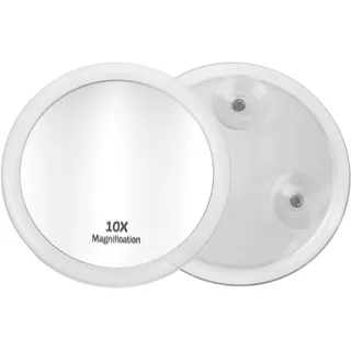 Make Up Spiegel mit 10-fach Vergrößerung: Premium Badezimmer Schminkspiegel 10cm rund mit Saugnapf, Acryl Makeup Spiegel für zuhause und unterwegs von Fantasia