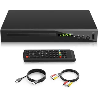 HD Blu-ray Player, Kompakter Blu-ray Disc Player HD 1080P DVD Player für TV mit HDMI-Ausgang, AV-Ausgang, Koaxialausgang, USB-Eingang, Spielt Blu-Ray Discs der Region B/2 und Multiregionale DVD-Discs