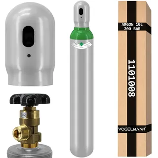 10-Liter Argon 4.8 Gasflasche, 200 Bar Schutzgas Schweißgas für WIG-Schweißen, Hochreines Argon für Professionelle Schweißarbeiten, Wiederbefüllbare Gasflasche, Ideal für Präzises Schweißen