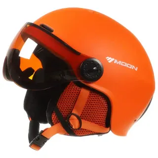 Sport Tent Skihelm Herren Damen Snowboardhelm Visier Schnee Sports Helm mit Abnehmbaren Skibrille (L, Orange)