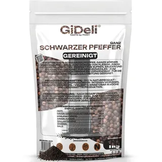 Schwarzer Pfeffer 1kg Ganz Pfefferkörner Gewürz Kochen Natur Beilage GiDeli