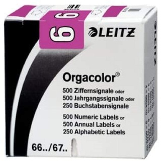 Leitz 66061000 Orgacolor Ziffernsignal 6, 500 Stück, violett