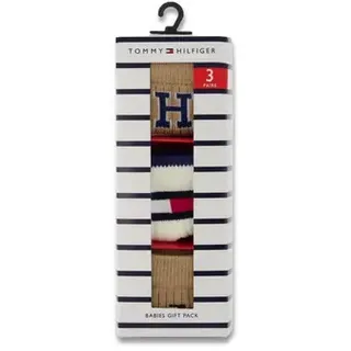 TOMMY HILFIGER Baby Socken Iconic 3er Pack Geschenkpackung - Khaki - 19-22