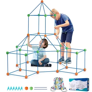 Vevor Festungsbausatz für Kinder, 120-teiliges STEM-Bauspielzeug, pädagogisches Geschenk 4 Jahre alte Kinder, Spielzelt-Bauset, Konstruktionsspielzeug mit 80 Stäben und 40 Bällen