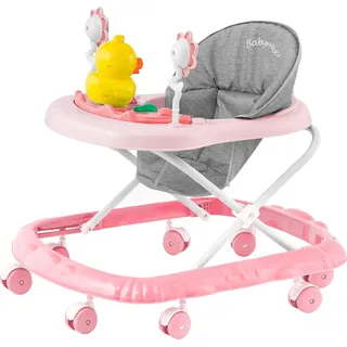 SEVICO Lauflernhilfe Babywalker mit Spielset Lauflernwagen Gehfrei Baby Kinder Rosa V23-ROSE - Rosa