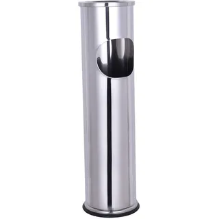INDA-EXCLUSIV Chrom Outdoor Standaschenbecher Aschenbecher mit Mülleimer Windaschenbecher