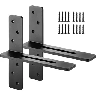 VEVOR Regalhalterung, 2 Stück, Regalträger, Tragkraft 90 kg, 304,8x73,5x304,8 mm, Schwerlast Regalhalter aus Stahl für Regale, schwimmende Halterungsbeschläge für Arbeitsplatten mit Schrauben