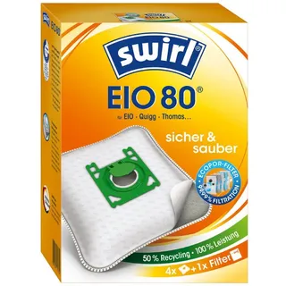 Swirl Staubsaugerbeutel Swirl EIO80 EIO 80, passend für EIO Koenic Quigg Staubsauger, inkl. 4 Filter - zuschneidbar, 16 St., Optimale Passform, MicroPor® Plus-Qualität für lange Nutzungsdauer weiß