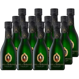 Fürst von Metternich Riesling Sekt, Trocken, Dry (12x0,2l) Premiumsekt aus rein deutschen Wein Anbaugebieten im Rheingau, Rheinhessen und der Pfalz, klare und ausgeprägte exotische Fruchtnoten
