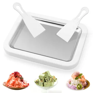 Jeinbuil Eisplatte zum eis machen Eiscreme Roller Maker Pan mit 2 Spateln Kleine Instant Rolled Ice Cream Maker für hausgemachte gerollte Eiscreme, gefrorener Joghurt, Gelato