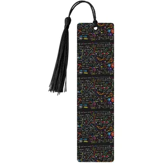 Lesezeichen mit Mathematik-Formel-Druck, Holz, für Weihnachten, Hochzeit, Geburtstag, Party, Dekoration, Basteln, bunte Quasten