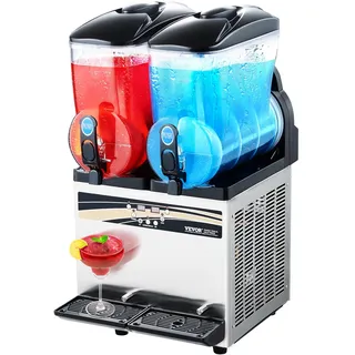Vevor kommerzieller Frozen Drink Maker, 15 L x 2 Slush-Maschine mit zwei Tanks, 120 Tassen Margarita-Smoothie-Maschine aus Edelstahl, Slush-Maker für Zuhause Partys Restaurants Cafés Bars