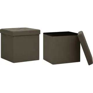 vidaXL Hocker mit Stauraum 2 Stk. Dunkelbraun Leinenoptik