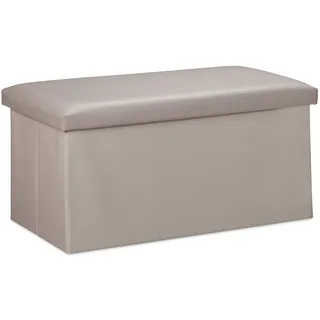 Relaxdays Sitzbank Truhenbank Grau 37,5 x 76,5 x 38,5 cm