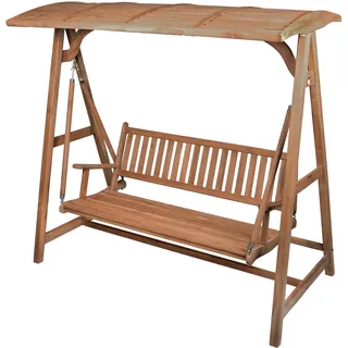 DIVERO Hollywoodschaukel 3-Sitzer aus Teak-Holz, behandelt - Farbe: Braun