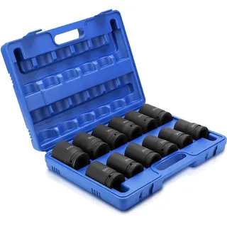 Cocoarm Schlagschrauber Steckschlüssel-Satz, 12-teilig, Antriebswellen-Nüsse, 24-41mm, Chrom-Vanadium