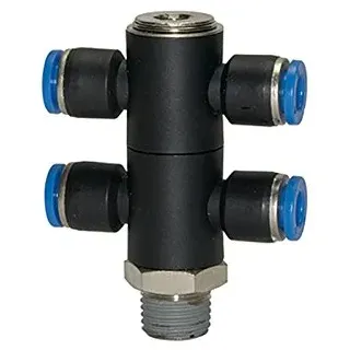 Riegler T-Mehrfachverteiler »Blaue Serie«, 4-fach, drehbar, R 1/4 a. Ã ̃6mm