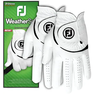 FootJoy WeatherSof Herren Golfhandschuh, Weiß, 2 Stück