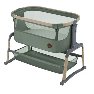 Maxi-Cosi Iora Air Beistellbett Baby, Co-Sleeper mit Allround-Netzgewebe, 0–6 Monate (9 kg), Schaukelmodus, 4 Neigungs- & 5 Höhenstufen, Leichtes Schieben, Leicht zu Tragen, 2 Räder, Beyond Green