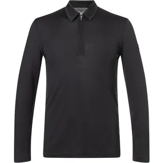 super.natural Herren Zip Polo Longsleeve (Größe M, schwarz)