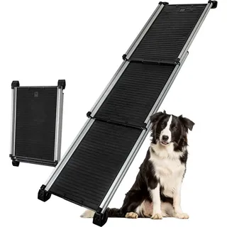Petigi Teleskop Hunderampe Ausziehbar Aluminium 90 kg Silber/Schwarz