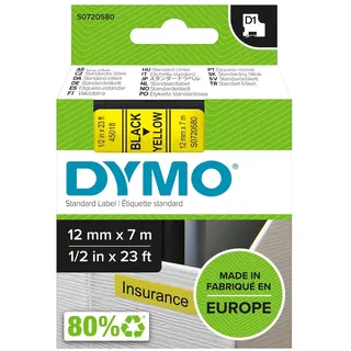 Dymo 45018 / S0720580 Schriftband 12mm/7m schwarz auf gelb
