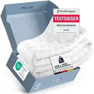 müüd Gewichtsdecke 135x200 cm 7kg Therapiedecke aus 100% Baumwolle, schwere Decke zum schlafen, wirkt Stressreduzierend & therapeutisch, Weighted Blanket