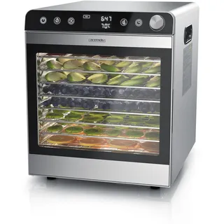Arendo - Dörrautomat Edelstahl mit 10 Edelstahlgitter - 8400 cm2 - Dörrgerät Dehydrator Obsttrockner Dörrapparat - Obst Fleisch Pilze uvm