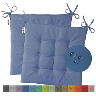 heimtexland Sitzkissen Outdoor Stuhlkissen Garten Stuhlpolster wetterfest, schmutz- und wasserabweisend I UV-beständig I 40 x 40 x 3 cm blau