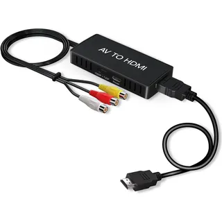 DigitPro RCA auf HDMI Konverter, 1080P RCA Composite CVBS AV zu HDMI Video Audio Konverter Adapter für TV/PS2/Xbox/SNES/VHS/VCR Videorecorder DVD, mit HDMI-Kabel Unterstützt PAL/NTSC